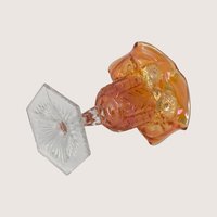 Antique Cambridge Inverted Feather Carnival Glass Compote