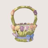 Vintage Silvestri Ceramic Floral Butterfly Basket Planter