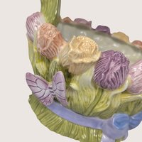 Vintage Silvestri Ceramic Floral Butterfly Basket Planter