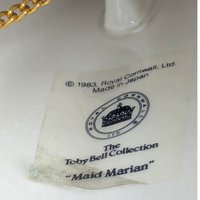 1983 Royal Cornwall Toby Collection Maid Marian Ceramic Bell