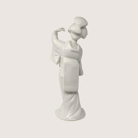 Vintage White Porcelain Geisha Figurine