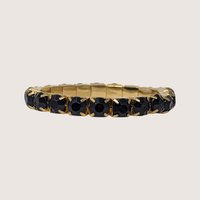 Vintage Gold Tone Black and Clear Rhinestone Stretch Bracelets