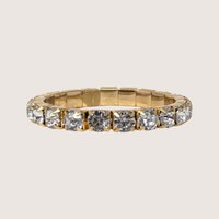 Vintage Gold Tone Black and Clear Rhinestone Stretch Bracelets
