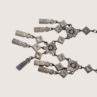 Vintage Silver Tone Multi Color Rhinestone Chandelier Necklace