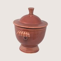 Vintage Fiesta Rose Ceramic Sugar Bowl with Lid