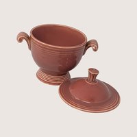 Vintage Fiesta Rose Ceramic Sugar Bowl with Lid