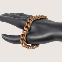 Vintage chunky solid copper curb link bracelet with a hook clasp.