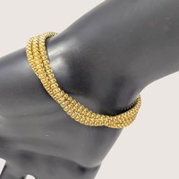 Vintage Gold Tone Multi Strand Textured Bracelet
