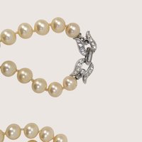 Vintage Faux Pearl Necklace With Rhinestone Clasp