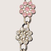 Vintage La Fleur Rhinestone Floral Charm Bracelet
