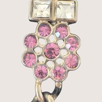 Vintage La Fleur Rhinestone Floral Charm Bracelet