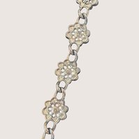 Vintage La Fleur Rhinestone Floral Charm Bracelet