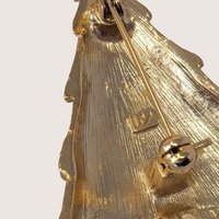 Vintage Liz Claiborne Gold Tone Christmas Tree Brooch
