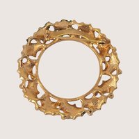 Vintage Gold Tone Enamel Holly Wreath Brooch