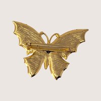 Vintage Gold Tone Enamel Butterfly Brooch