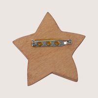 Vintage 1990s Hand Painted Wood Winter Star Brooch