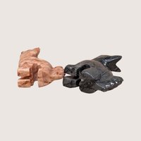 Vintage Pair of Hand-Carved Stone Wolf Figurines