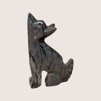 Vintage Pair of Hand-Carved Stone Wolf Figurines