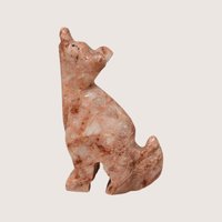 Vintage Pair of Hand-Carved Stone Wolf Figurines