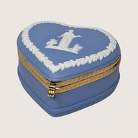 Vintage Blue Wedgwood Jasperware Heart Trinket Box