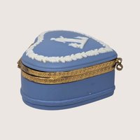 Vintage Blue Wedgwood Jasperware Heart Trinket Box