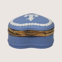 Vintage Blue Wedgwood Jasperware Heart Trinket Box