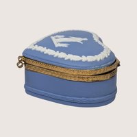 Vintage Blue Wedgwood Jasperware Heart Trinket Box