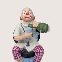 Vintage Toscany Ceramic Clown Pouring Wine Figurine