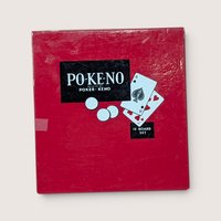 Vintage Po-Ke-No board game box featuring red cover and 12-board set graphics.