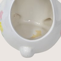 1980s Vintage Ceramic White Bunny Rabbit Floral Planter