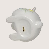 1980s Vintage Ceramic White Bunny Rabbit Floral Planter