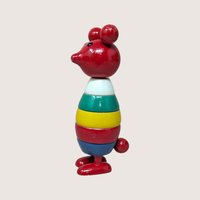 1960s DNH Holland Wooden Stacking Mouse Toy Figurine