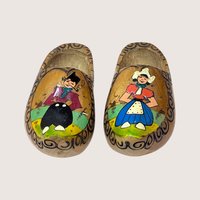 1970s Vintage Dutch Hand Painted Wooden Clog Wall Hanging Pair