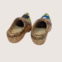 1970s Vintage Dutch Hand Painted Wooden Clog Wall Hanging Pair