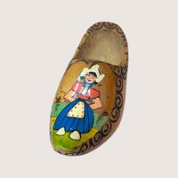 1970s Vintage Dutch Hand Painted Wooden Clog Wall Hanging Pair