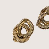 1980s Textured Gold Tone Swirl Clip On Earrings