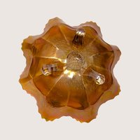 Antique Fenton Marigold Chrysanthemum Carnival Glass Footed Bowl