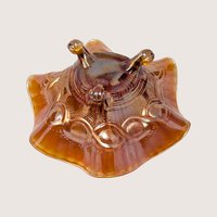 Antique Northwood Marigold Carnival Glass Ruffled Bowl