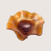 Antique Northwood Marigold Carnival Glass Ruffled Bowl