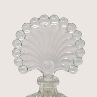 1960s Clear Glass Melon Perfume Bottle Beaded Fan Stopper