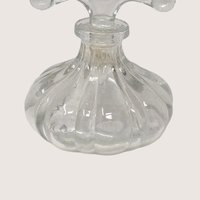 1960s Clear Glass Melon Perfume Bottle Beaded Fan Stopper