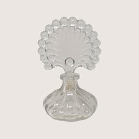 1960s Clear Glass Melon Perfume Bottle Beaded Fan Stopper