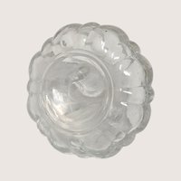 1960s Clear Glass Melon Perfume Bottle Beaded Fan Stopper