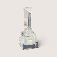 Vintage Clear Glass Geometric Perfume Bottle Faceted Stopper 
