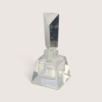 Vintage Clear Glass Geometric Perfume Bottle Faceted Stopper 