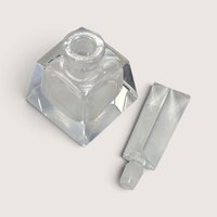 Vintage Clear Glass Geometric Perfume Bottle Faceted Stopper 