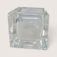 Vintage Clear Glass Geometric Perfume Bottle Faceted Stopper 