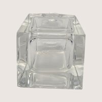 Vintage Clear Glass Geometric Perfume Bottle Faceted Stopper 