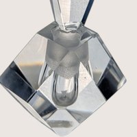 Vintage Hand Cut Crystal Perfume Bottle Japan Faceted Diamond Stopper