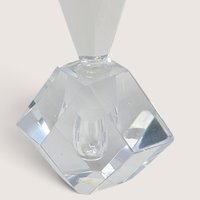 Vintage Hand Cut Crystal Perfume Bottle Japan Faceted Diamond Stopper